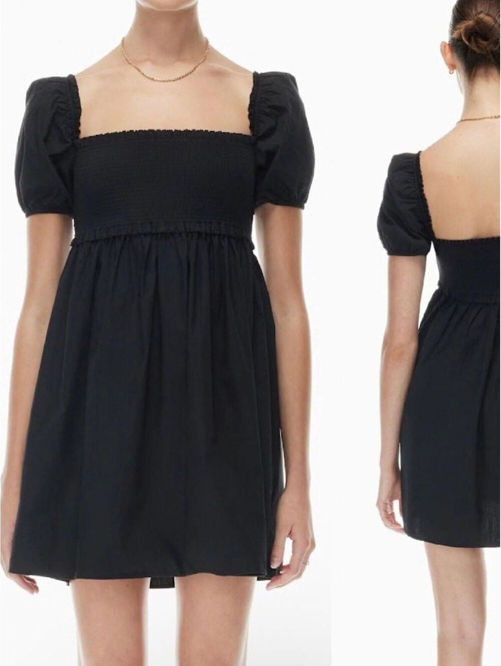 Aritzia Sunday Best Hadley Black Puff Sleeve Mini Dress M